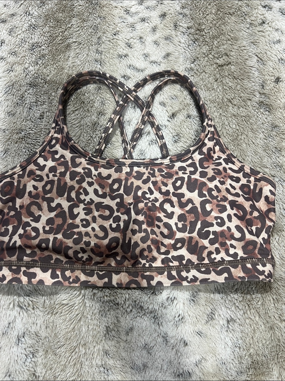 WITH Leopard Print Strappy Sports Bra with sheer back size Small